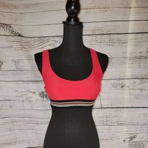 REEBOK Red Racerback Bikini Top with Removable Pads & Black Striped Band | Large